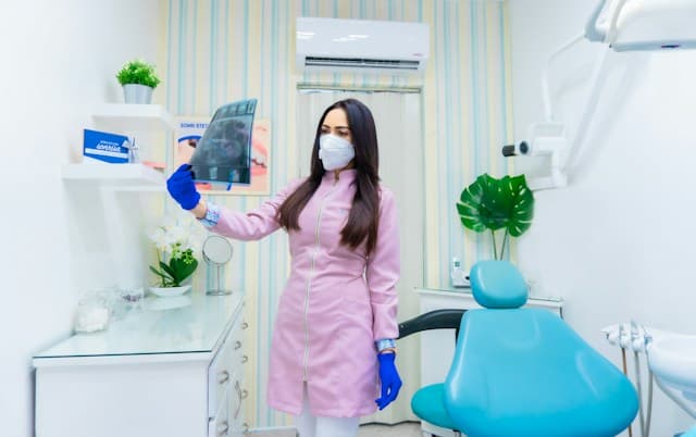 Patient relaxing in a dental chair